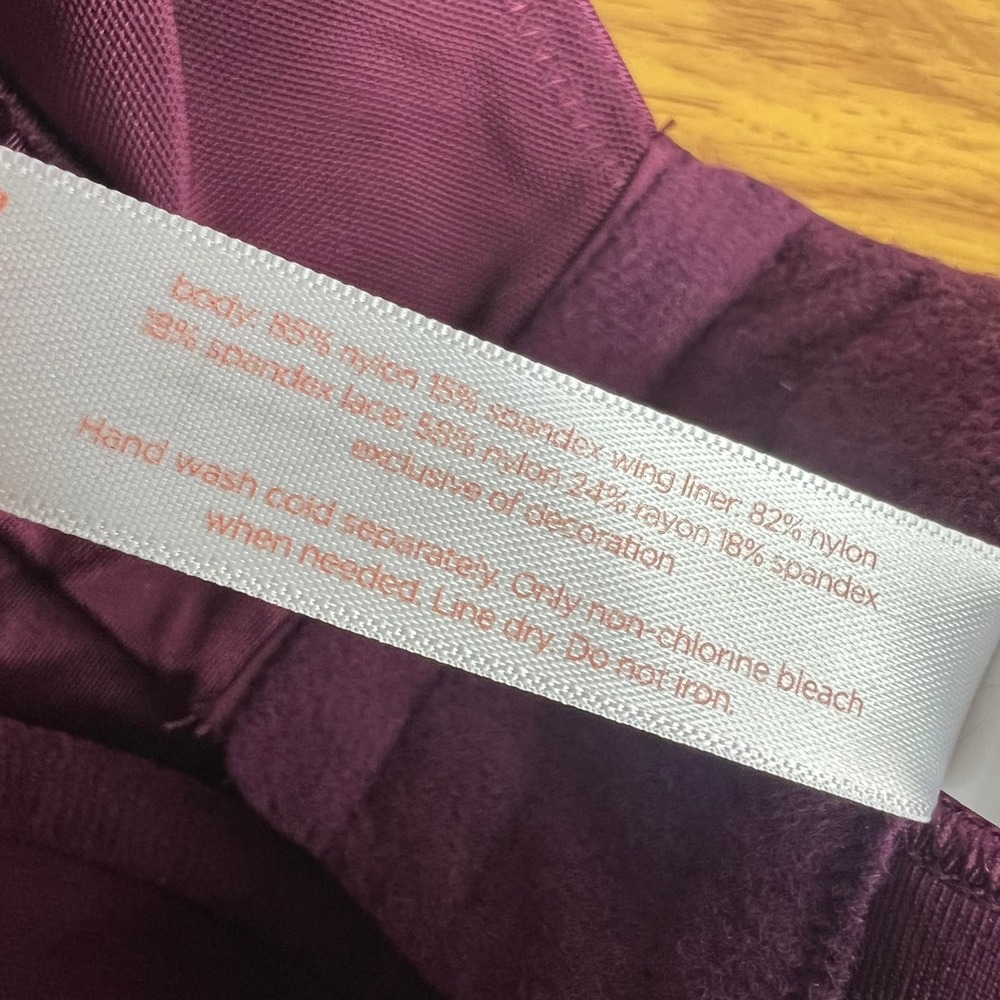Cacique Lightly Lined Balconette Bra Sz 40G Satin Lace Trim Underwire Plum NEW - Picture 10 of 10